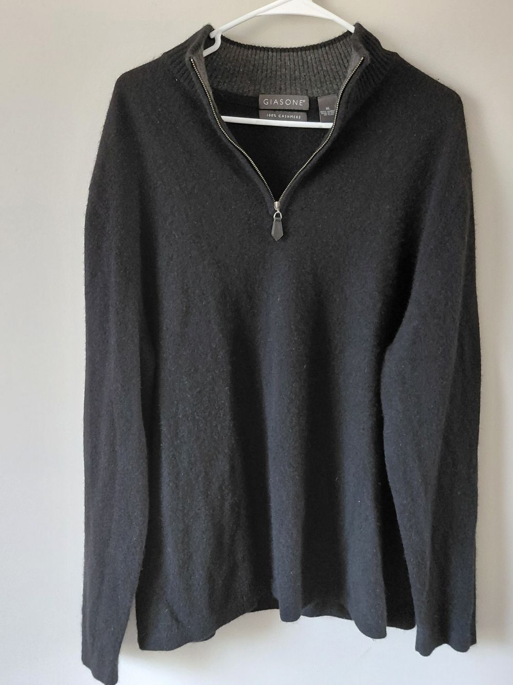 Giasone Black Half-Zip Cashmere  Sweater Pullover